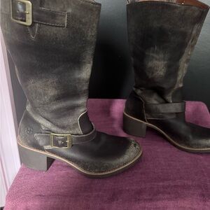 Dr. Martens Black and Gray Heeled Boots